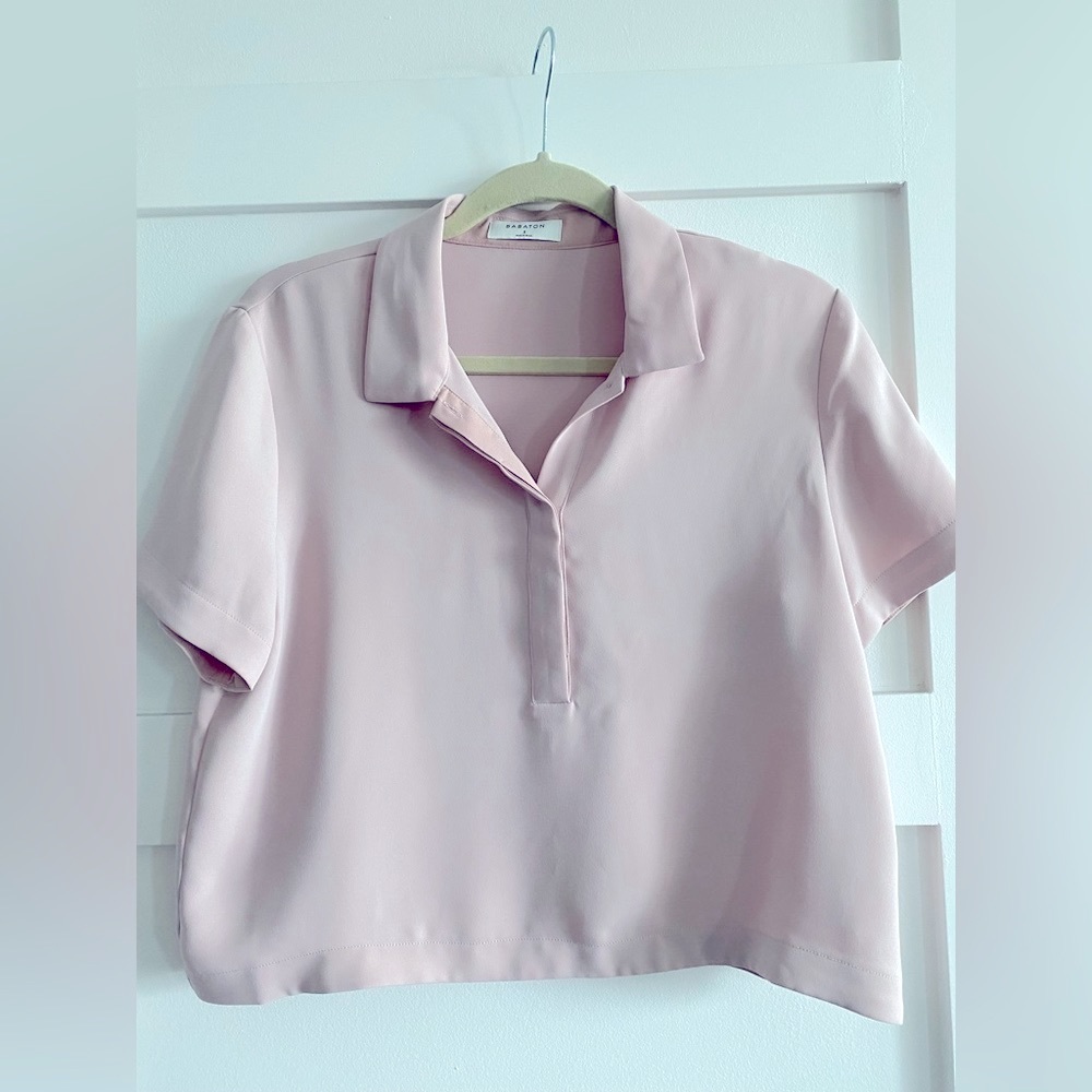 Aritzia blush pink cropped blouse